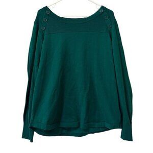 Liz Claiborne Women Size XXL Sweater Green Shoulder Buttons Stretch Career City